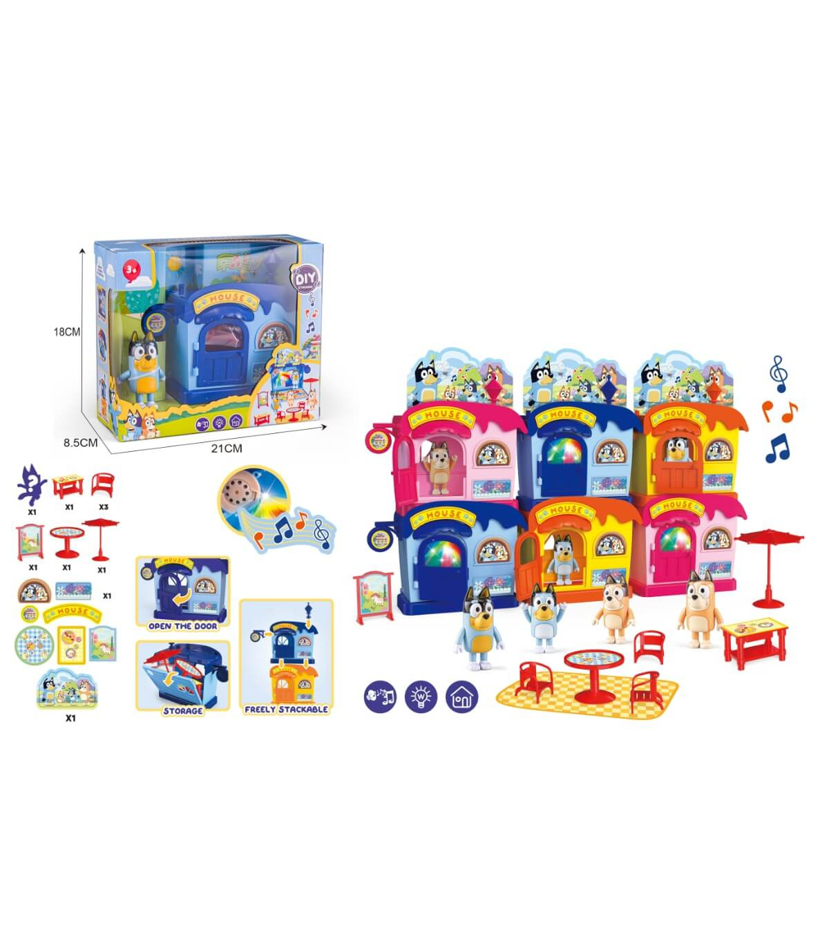 КЪЩА НА БАТЕРИИ С ФИГУРА BLUEY В КУТИЯ