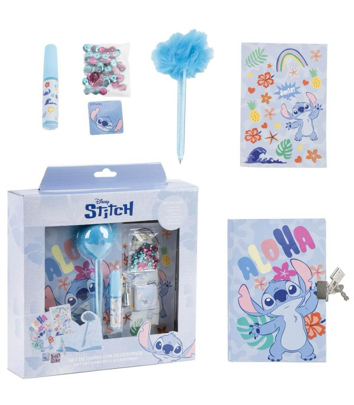 Детски дневник с катинар и аксесоари STITCH