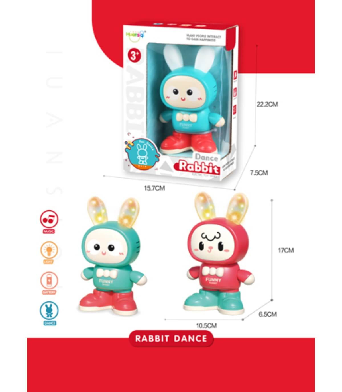 ТАНЦУВАЩ ЗАЕК СЪС СВЕТЕЩИ УШИ В КУТИЯ Armtoys