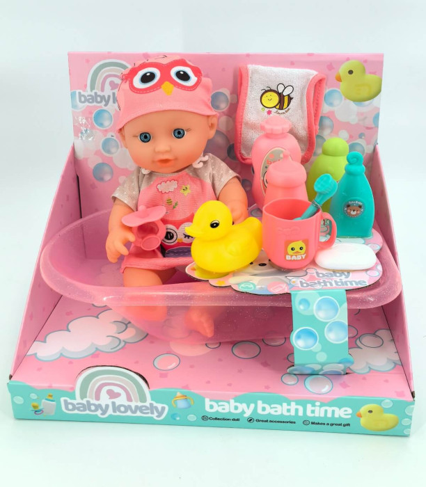 КУКЛА БЕБЕ С ВАНА И АКСЕСОАРИ В ОТВОРЕНА КУТИЯ РОЗОВ Armtoys