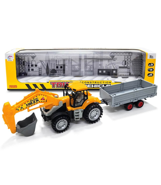 ДЕТСКИ ТРАКТОР С БАГЕР И РЕМАРКЕ В КУТИЯ Armtoys