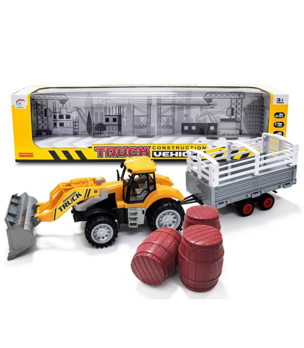 ДЕТСКИ ТРАКТОР С ГРЕБЛО, РЕМАРКЕ И БИДОНИ В КУТИЯ Armtoys
