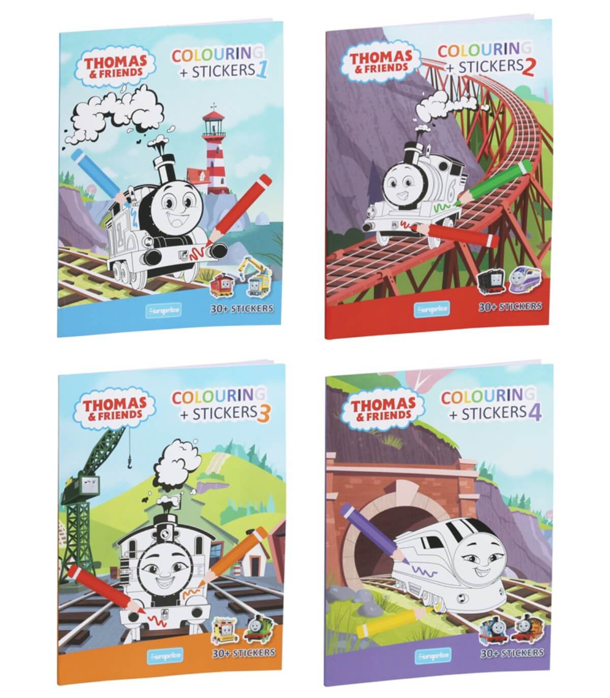 КНИЖКА ЗА ОЦВЕТЯВАНЕ + СТИКЕРИ 32 СТР. THOMAS 4 ВИДА Europrice