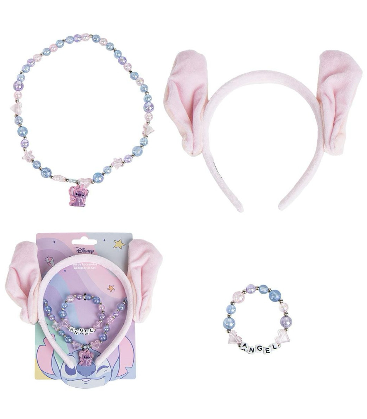 ДИАДЕМА С УШИ, ГРИВНА И КОЛИЕ STITCH РОЗОВА Cerda