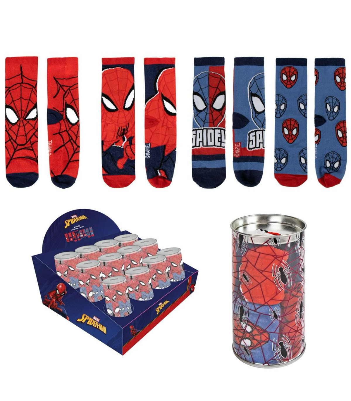 ДЕТСКИ ЧОРАПИ 4 ЧИФТА В БУРКАН 23-34 SPIDERMAN Cerda