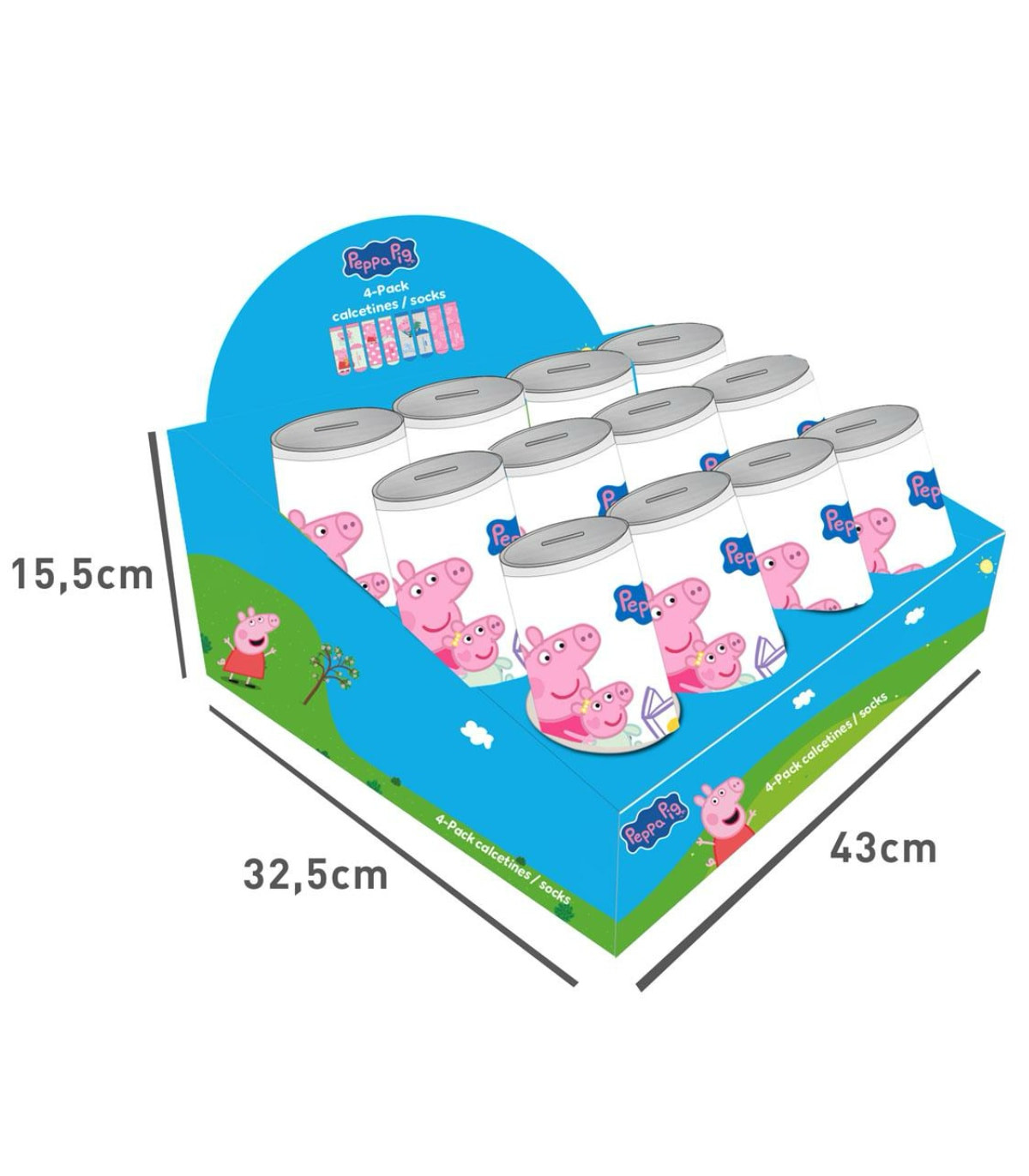 ДЕТСКИ ЧОРАПИ 4 ЧИФТА В БУРКАН 23-30 PEPPA PIG Cerda