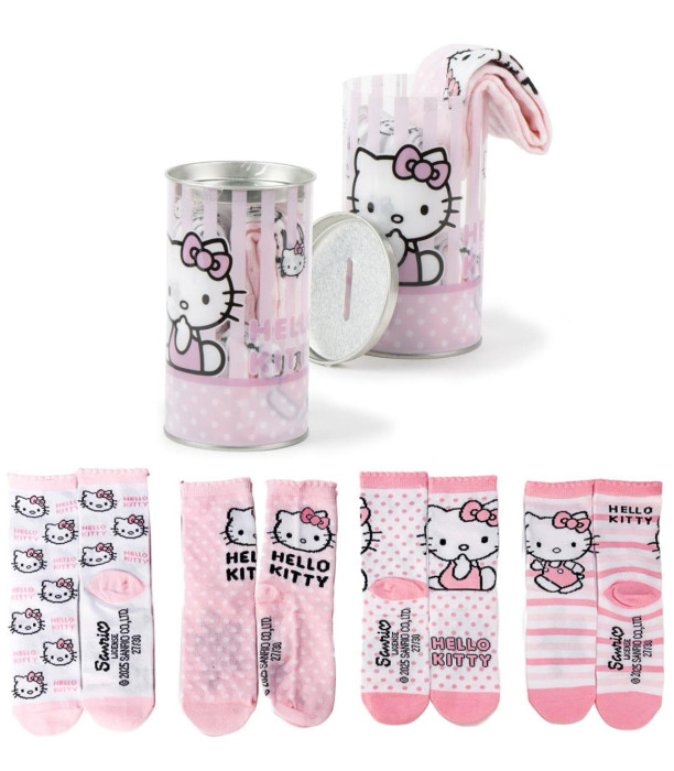 ДЕТСКИ ЧОРАПИ 4 ЧИФТА В БУРКАН 27-38 HELLO KITTY Cerda