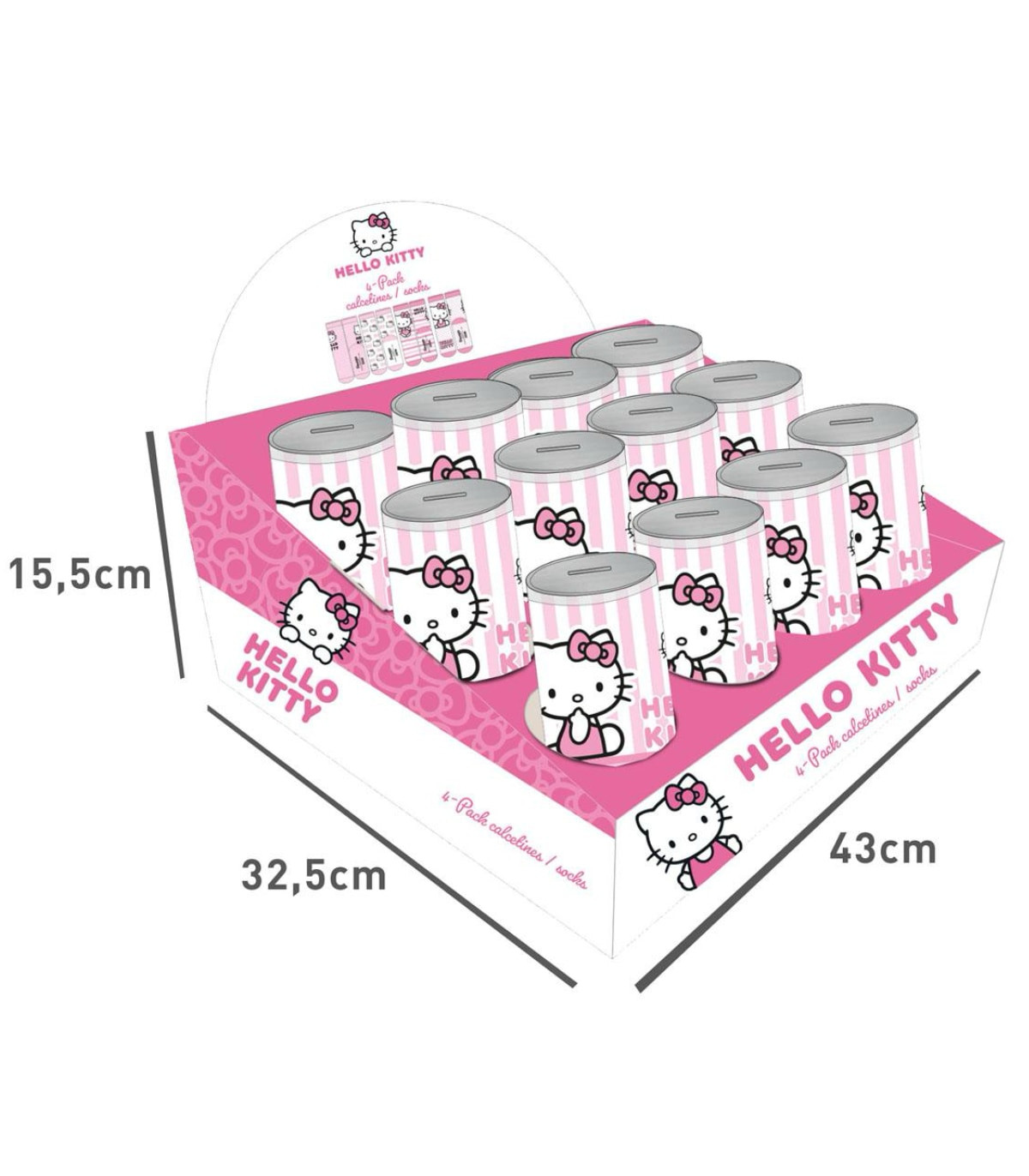 ДЕТСКИ ЧОРАПИ 4 ЧИФТА В БУРКАН 27-38 HELLO KITTY Cerda