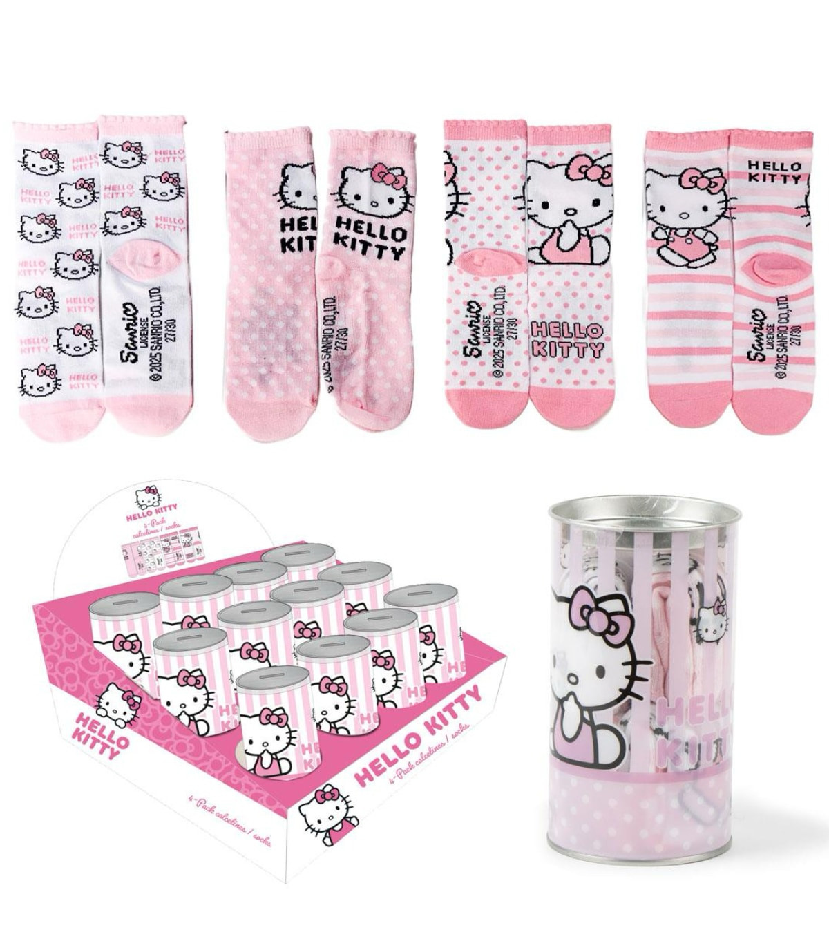ДЕТСКИ ЧОРАПИ 4 ЧИФТА В БУРКАН 27-38 HELLO KITTY Cerda
