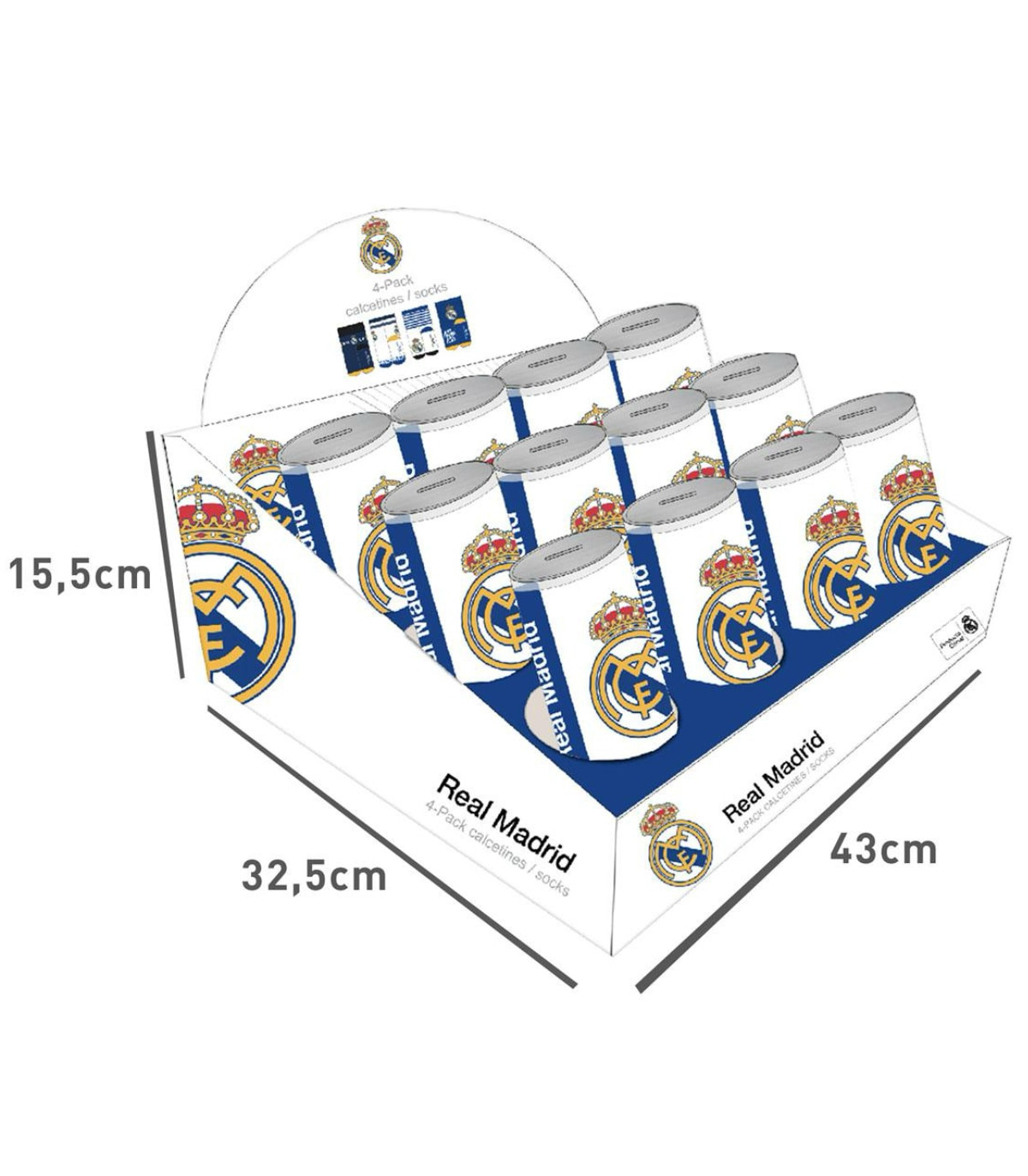 ДЕТСКИ ЧОРАПИ 4 ЧИФТА В БУРКАН 27-38 REAL MADRID Cerda