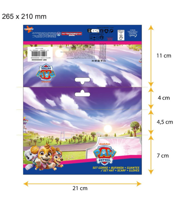 ДЕТСКА ШАПКА С ШАЛ И РЪКАВИЦИ PAW PATROL SKYЕ Cerda